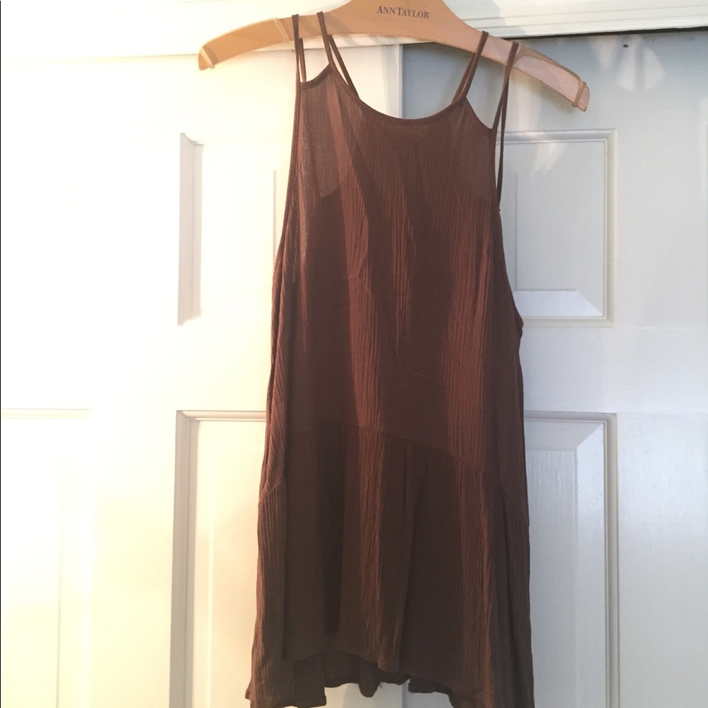 Brown flowy tank
